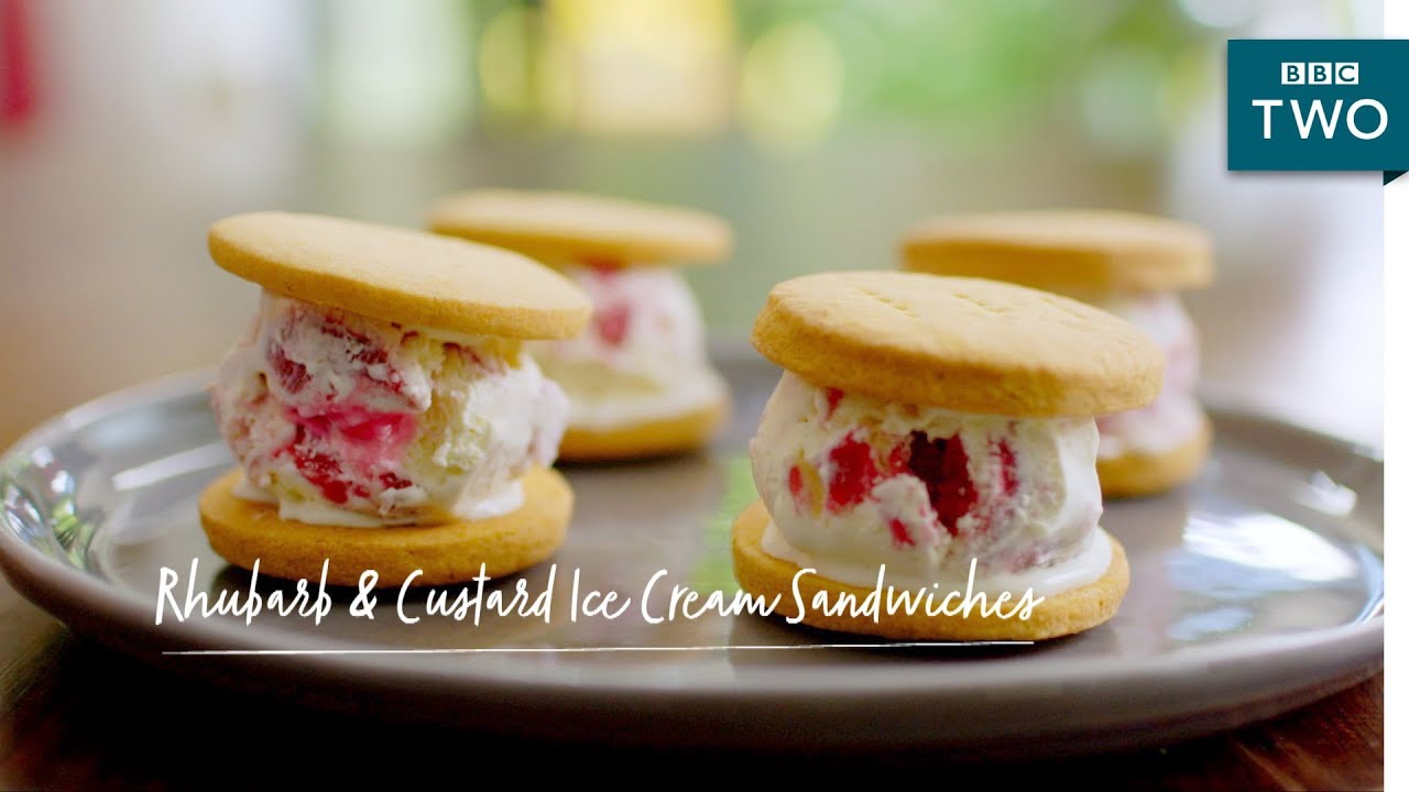 Rhubarb & Custard Ice Cream Sandwiches | Nadiya's British Food Adventure: Episode 5 - BBC