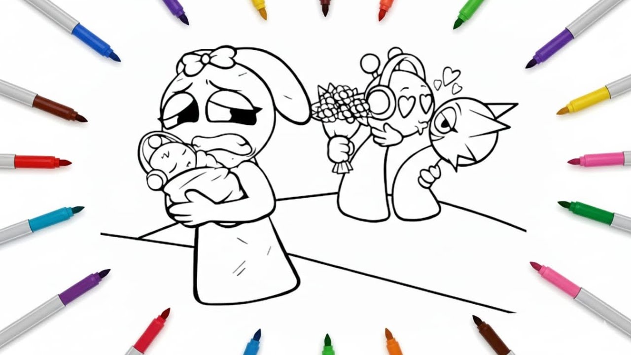 SAD LOVE STORY Oren and Pinki! Coloring Pages / How to Color INCREDIBOX SPRUNKI?