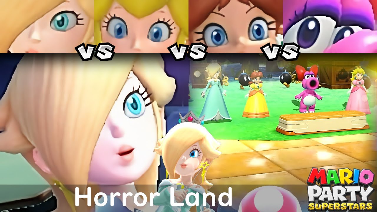 Mario Party Superstars Rosalina vs Peach vs Daisy vs Birdo in Horror Land