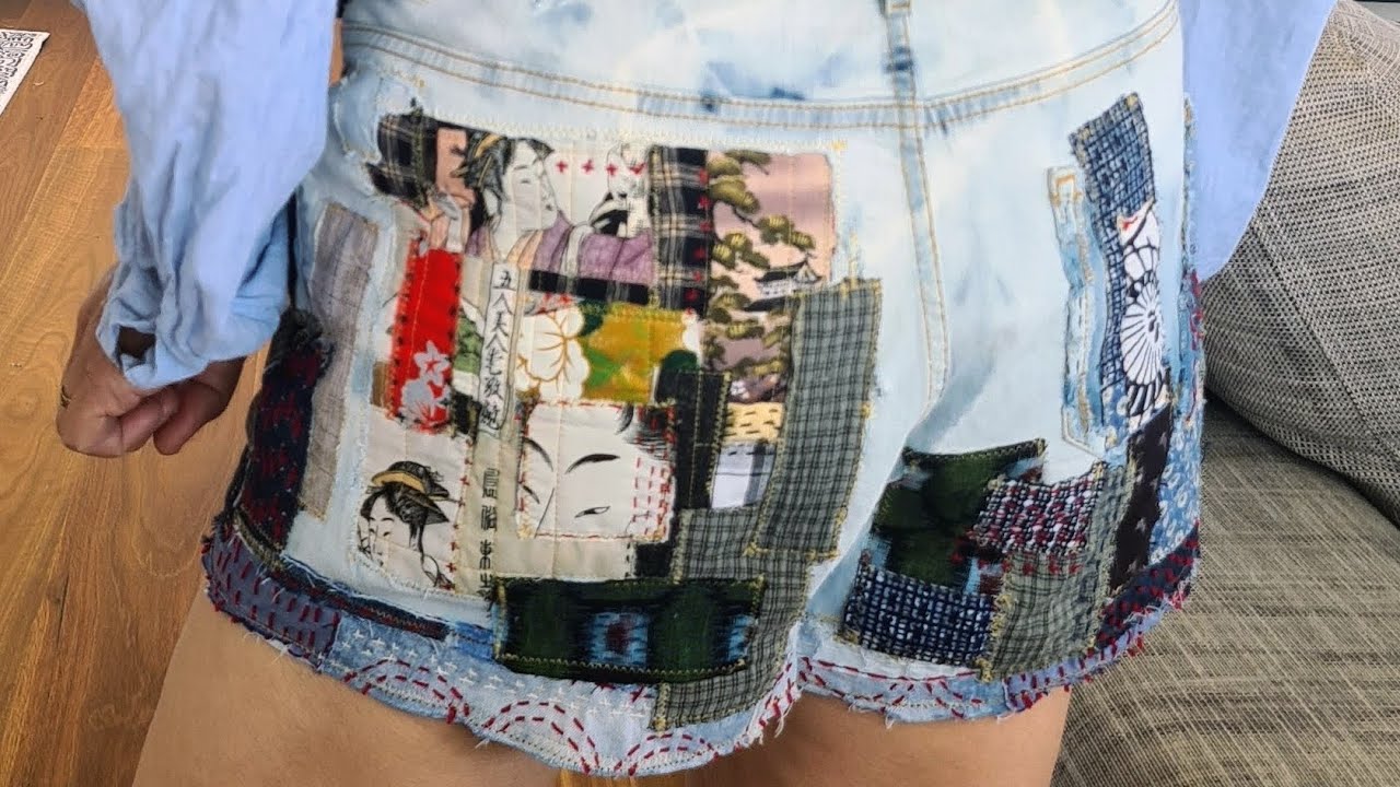 Как сделать шорты в стиле Боро своими руками из переработанных вещей: пошаговое руководство для н...