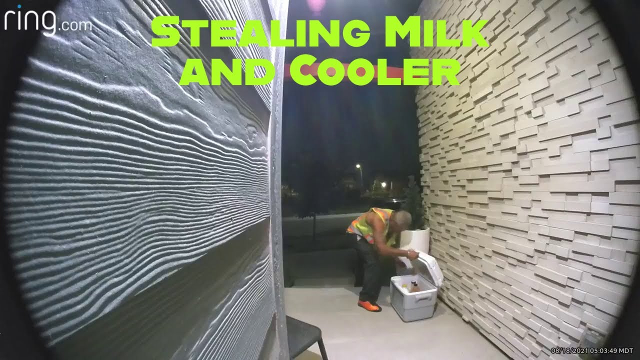 Stealing Milk and Cooler-Caught on Video