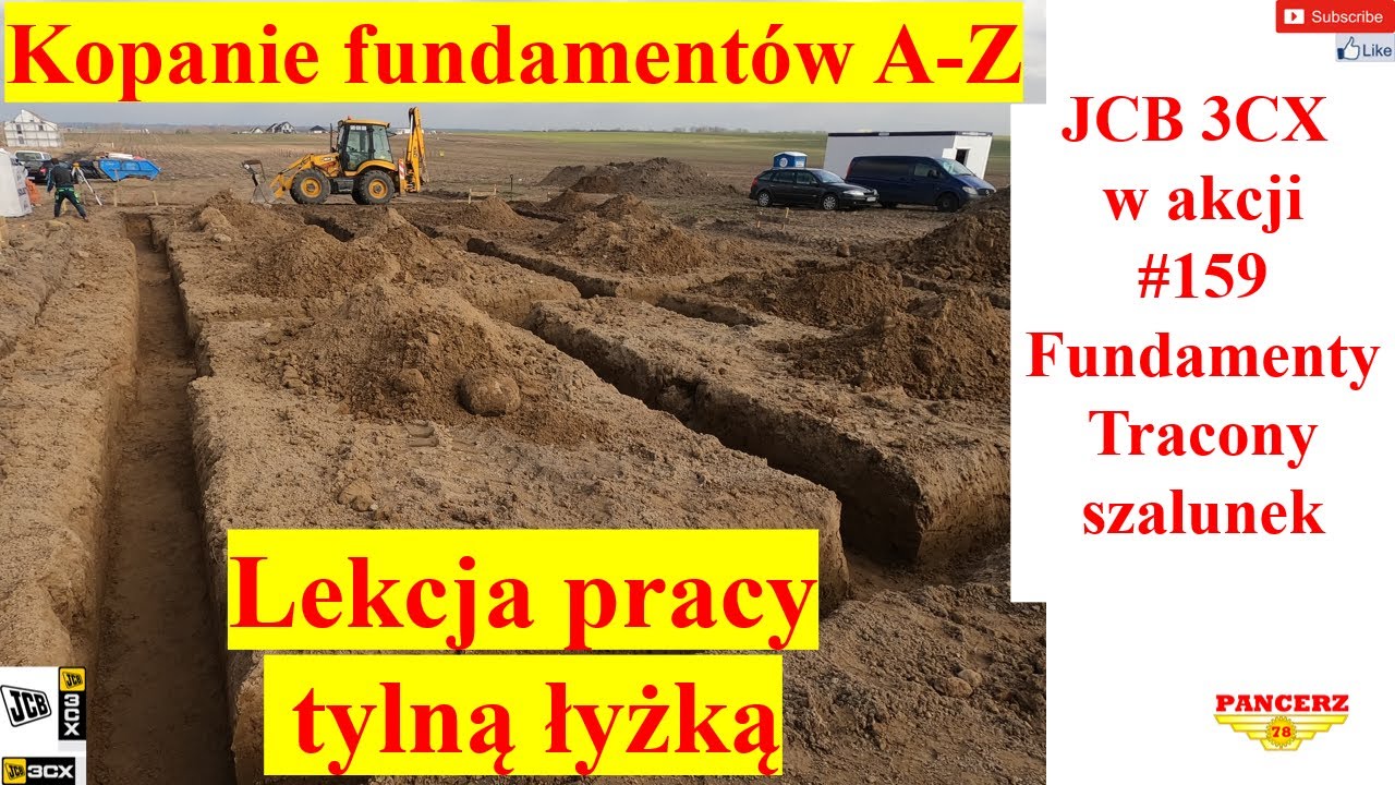 JCB 3CX w akcji. #159 Kopanie fundamentów A-Z Tracony szalunek Lekcja pracy tylną łyżką.