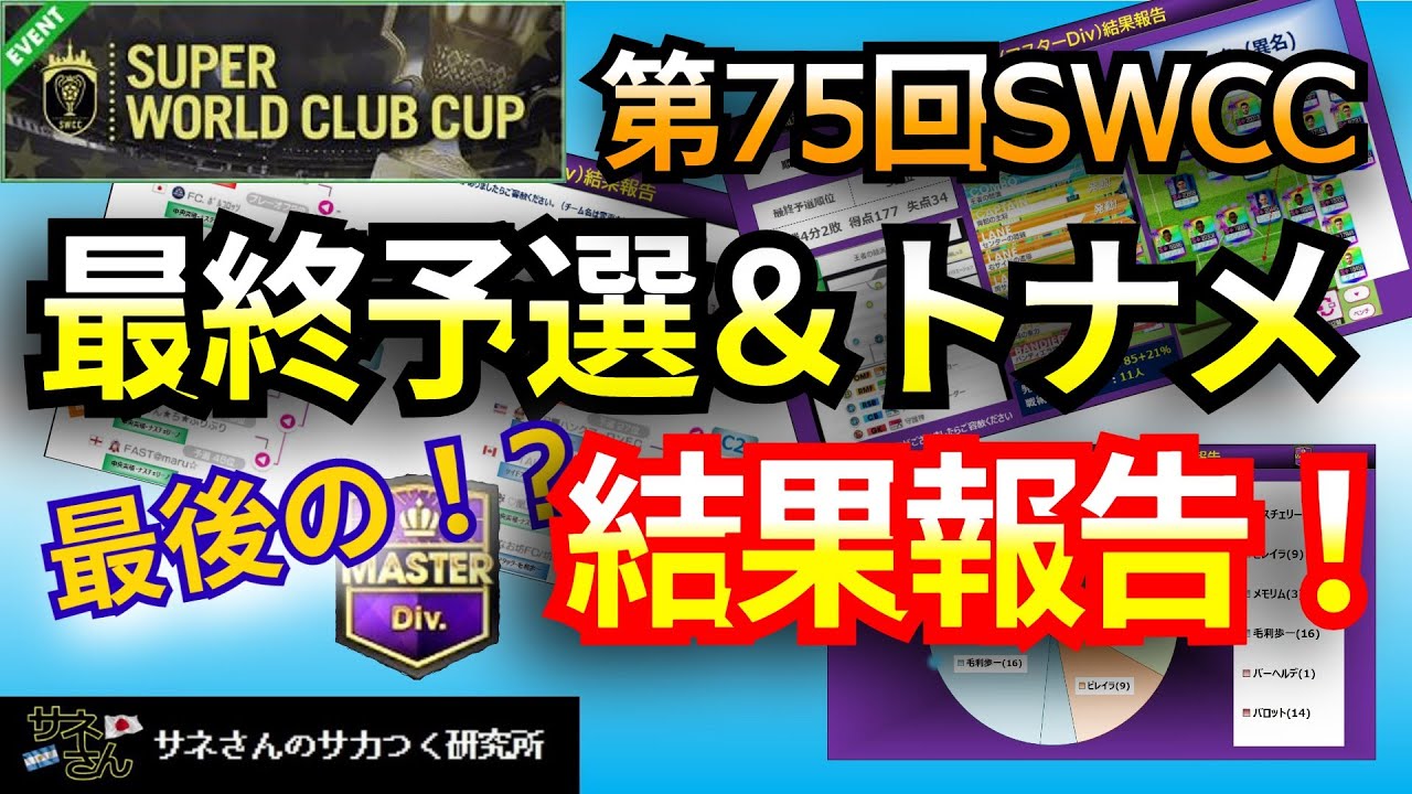 【サカつくRTW】サネさんのサカつく研究所　第905回「SWCC(マスターDiv) 結果速報！」
