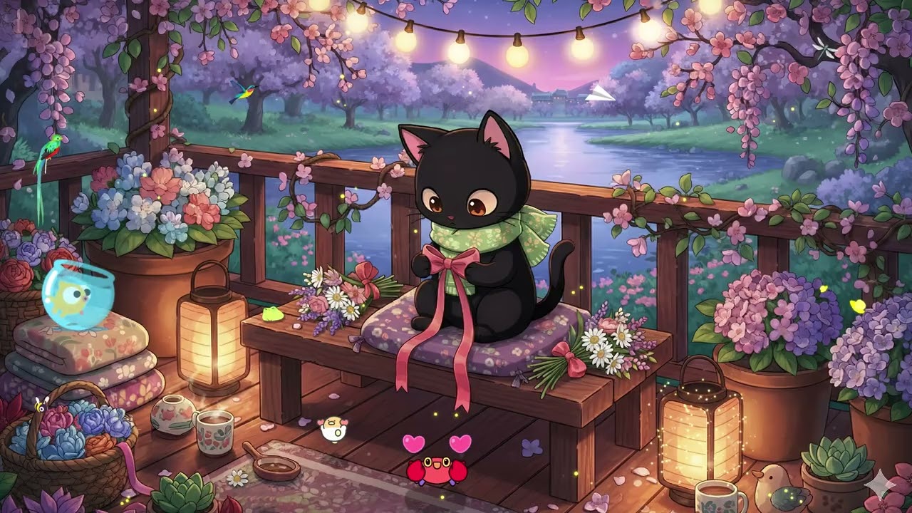 Milo's Blossom Evening 🌸 Lofi Hip Hop Mix 🐾 for Peaceful Study & Deep Relaxation