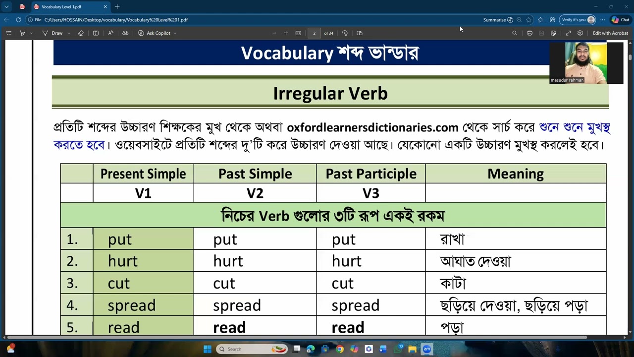 vocabulary class 1 by masudur rahman