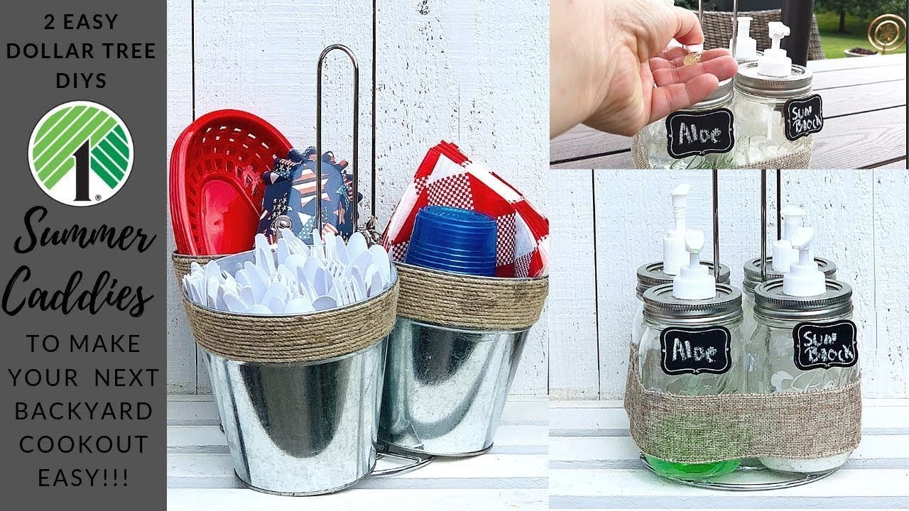 ☀️Dollar Tree Summer Caddy DIYs that will make your backyard bbq easier!☀️