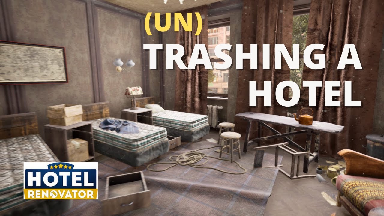 HOTEL RENOVATOR - Lobby & Room 101 Before/After Walkthrough (no talking)