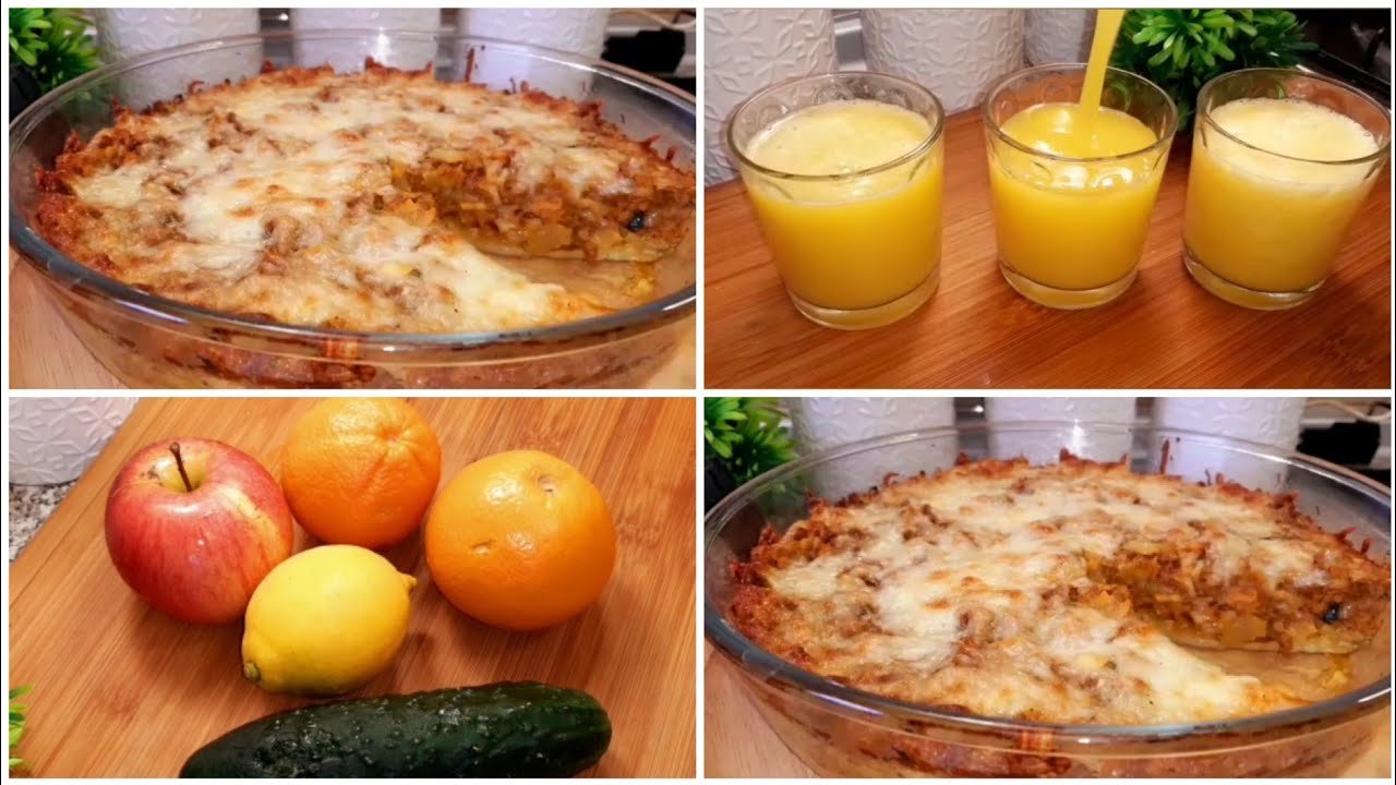 وجبة غداء أو عشاء لذيذة سهلة ولذيذة وعصير رائع 😋