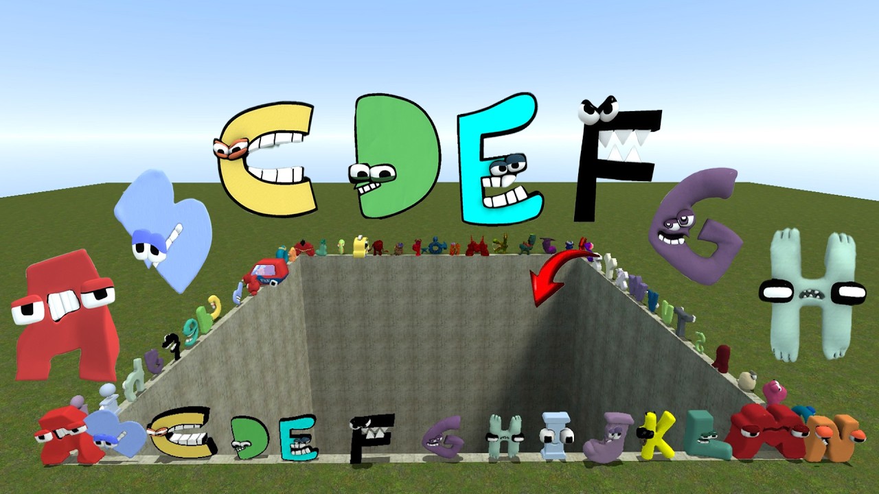 DESTROY ALL 3D ALPHABET LORE FAMILY SPARTAN KICKING in BIG FUNNEL Garry's Mod