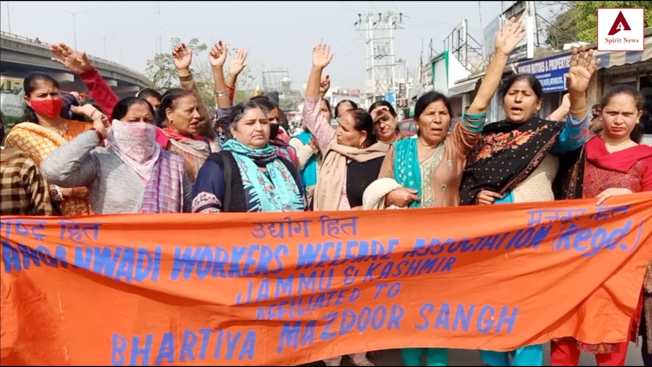 Anganwadi Wokers Welfare Association held Protest for Regularisation.