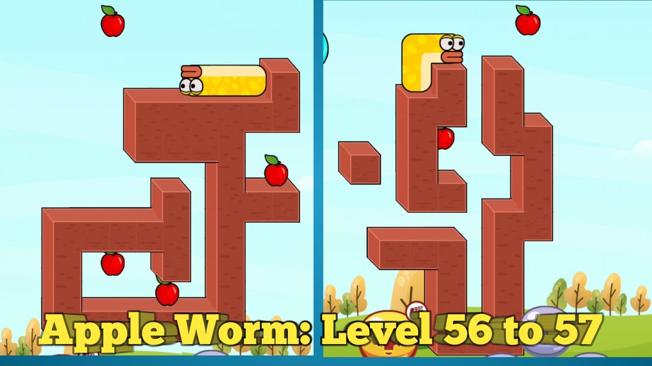 Apple Worm Game | Apple Worm Logic Game | Worm Apple | Logic and Puzzle Moves | Game Level 56 to 57