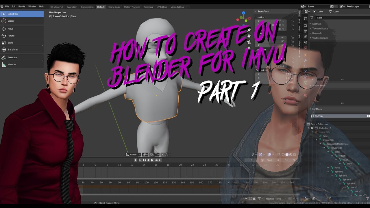 How to create in Blender for Imvu - part 1 (Simple T-shirt)