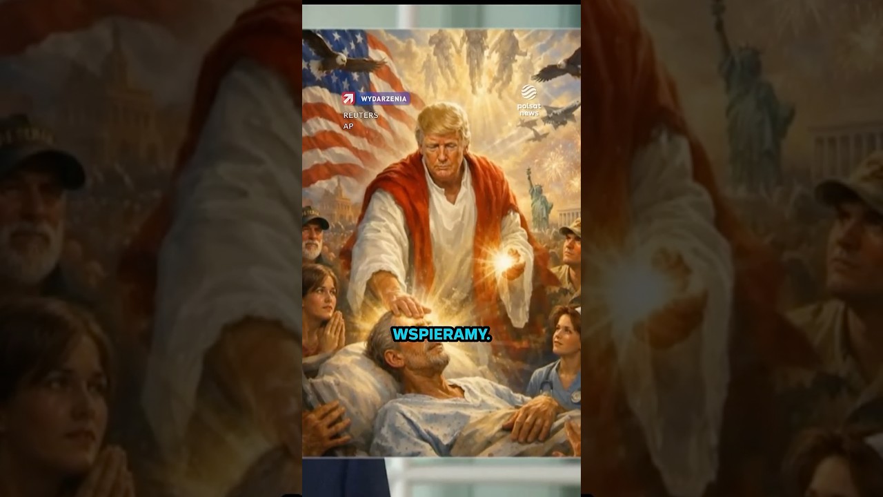 Trump jako Jezus? Burza wok&oacute;ł grafiki prezydenta