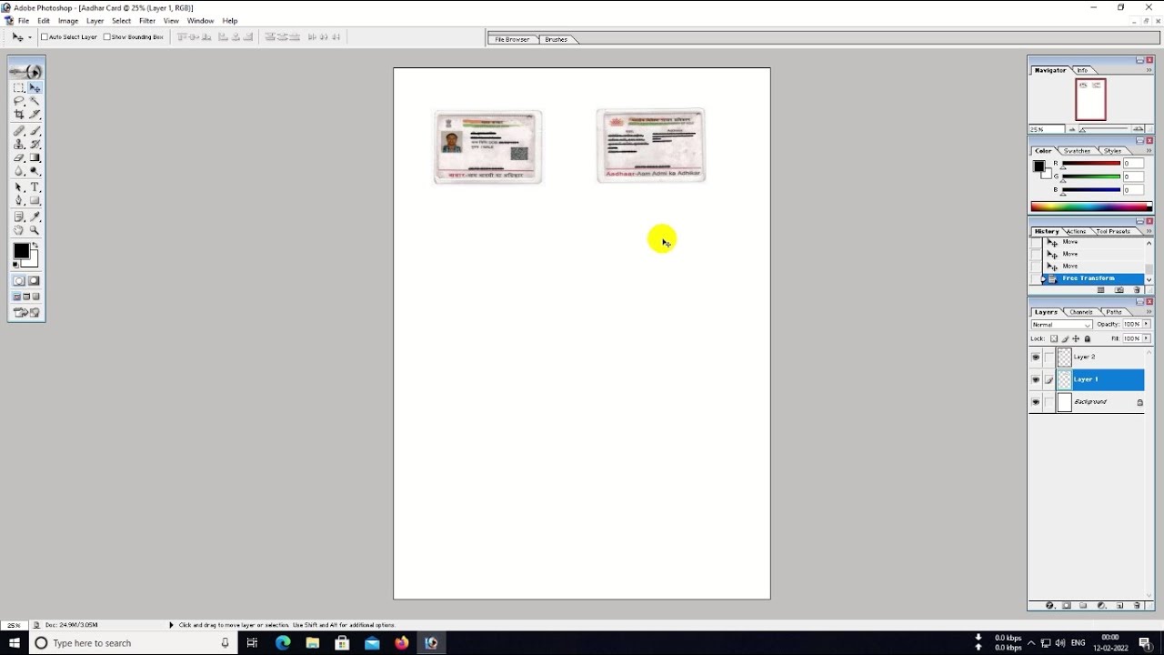 How to combine front and back side  of aadhar card