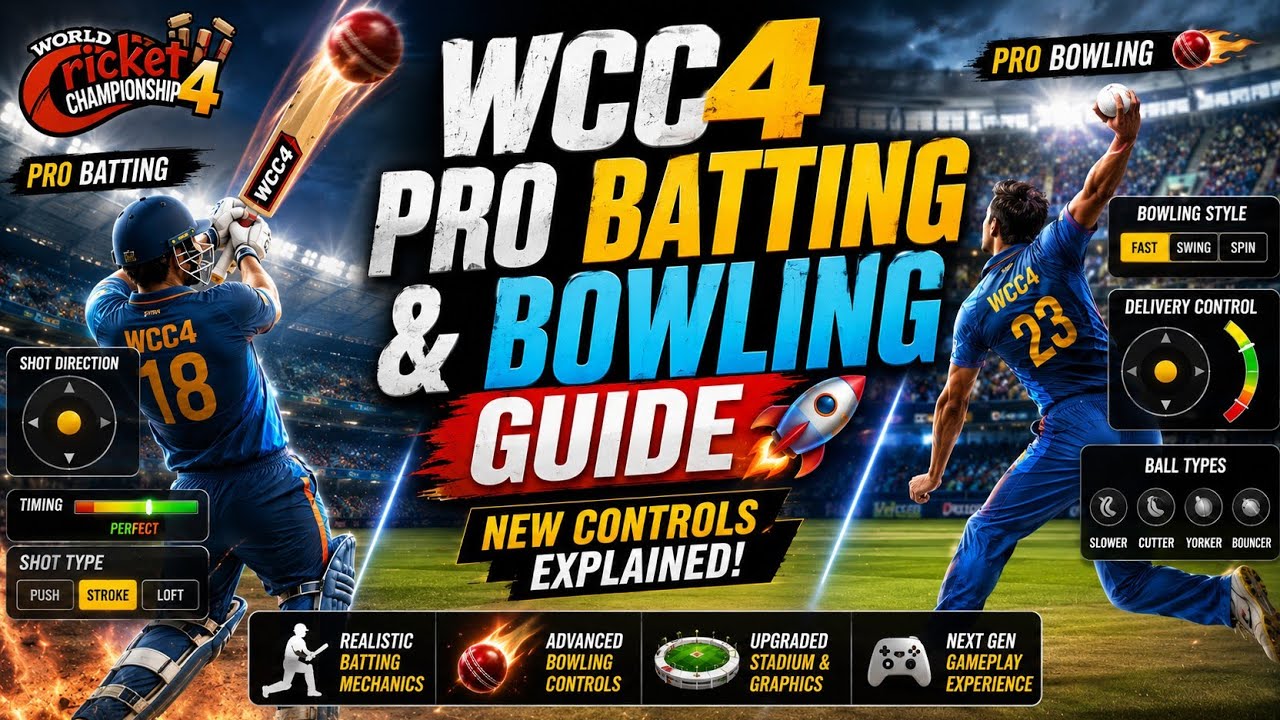 Руководство по игре в WCC4 Pro: отбивание и подача мяча 🚀 | Объяснение новых элементов управления...