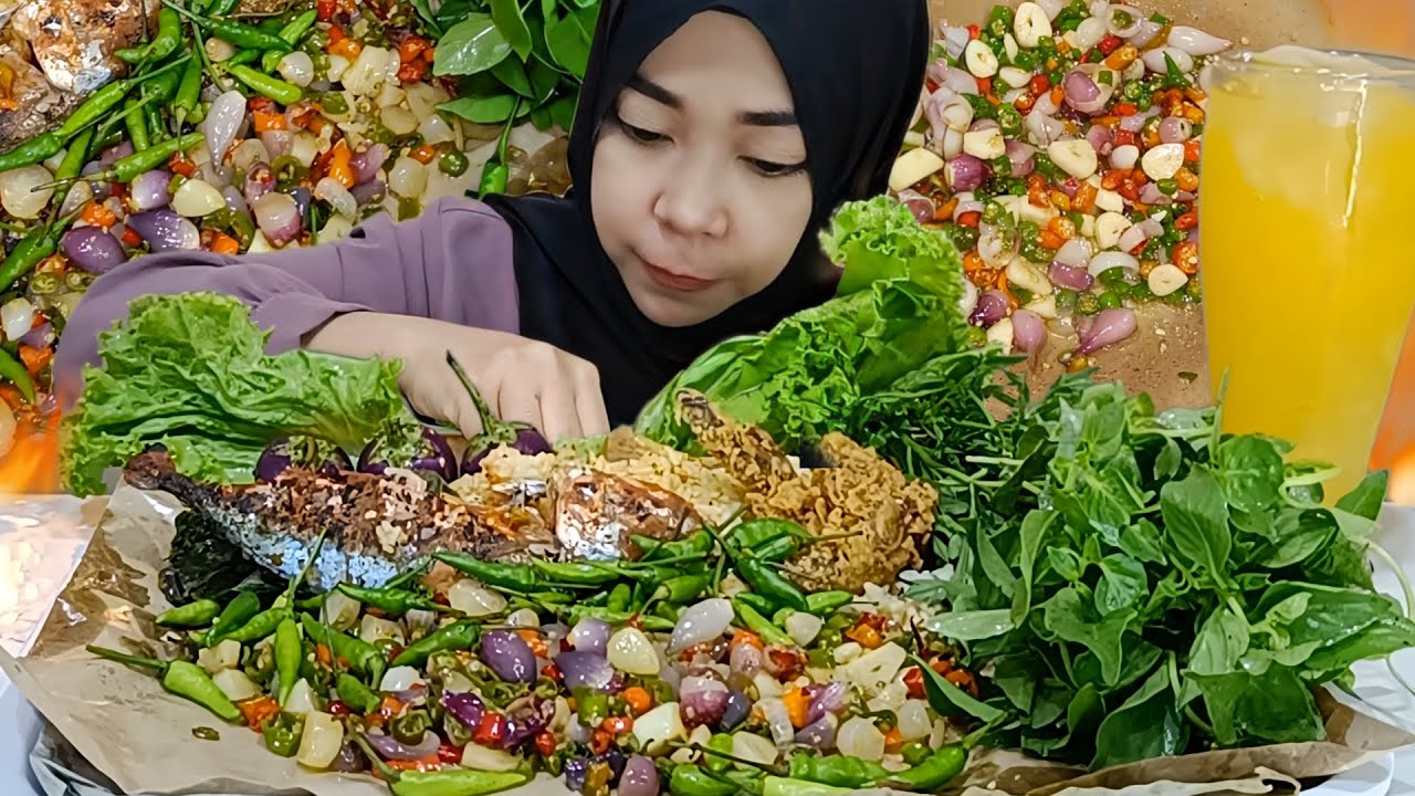 oseng bawang nasi padang dan lalapan mentah | asmr mukbang
