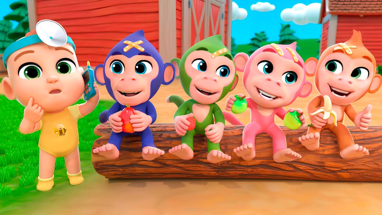 Five Little Monkeys Jumping on the Bed | Lalafun Nursery Rhymes & Kids Songs