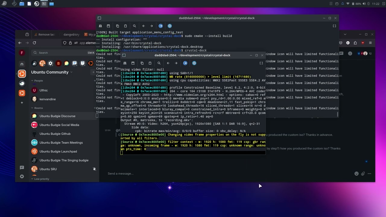 budgie v10.10 wayland + crystal dock