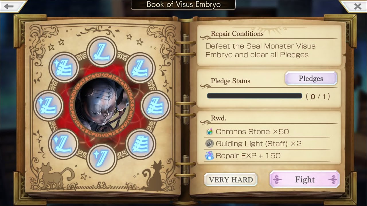 Another Eden 3.1.200 Astral Archive Tomes Vares, Galliard, Dark Salamander, Visus Embryo Boss Fights