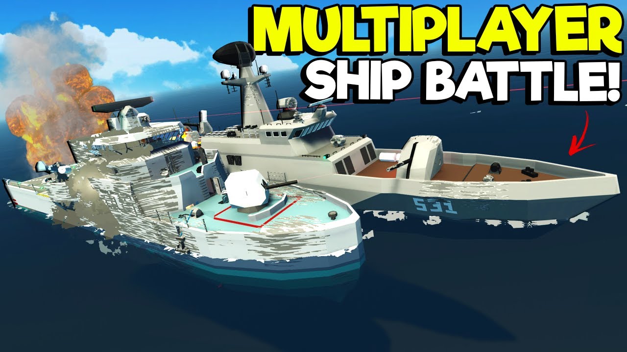 Multiplayer Ship Battle Turns into Sinking Ship Survival?! (Stormworks Weapons DLC)