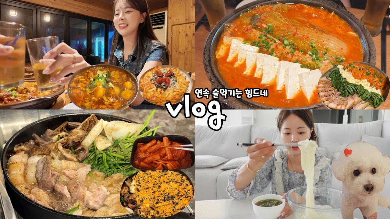 [먹방vlog] 해장할 틈도 없이 계속 술먹는 내일상 _ 오자네 닭볶음탕+소곱창구이+묵은지김치찜+최화정국수+한방통닭+마라탕+육삼이 근황