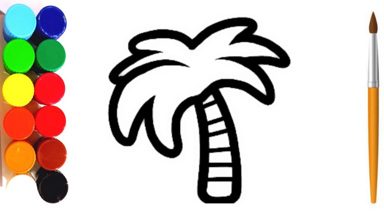 How to Draw a Palm Tree for Kids Step by Step & Coloring | Draw Palm Tree #palmtrees #tree #kidsart