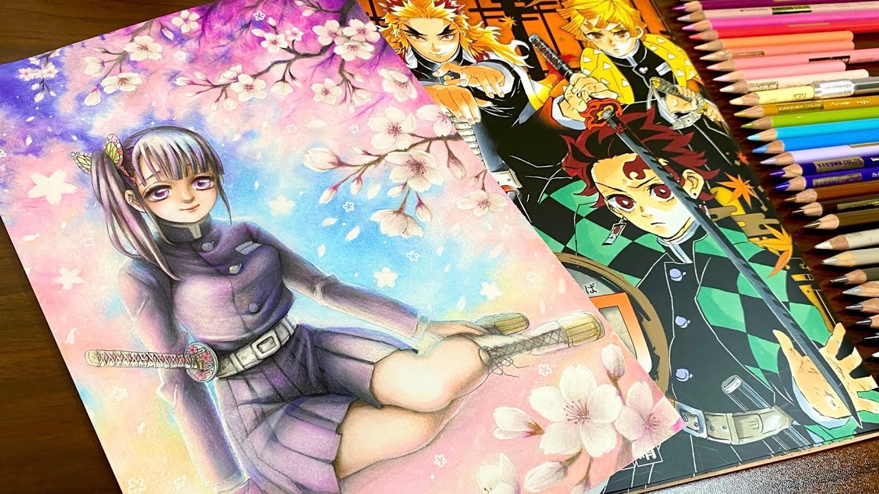 【鬼滅の刃塗絵帳】桜舞う栗花落カナヲを塗りました | Demon Slayer Coloring Book
