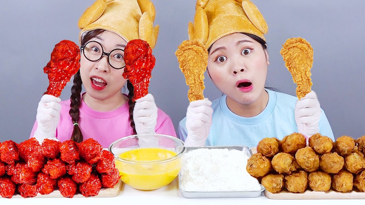 Molho Picante De Comida De Frango Frito Mukbang DONA