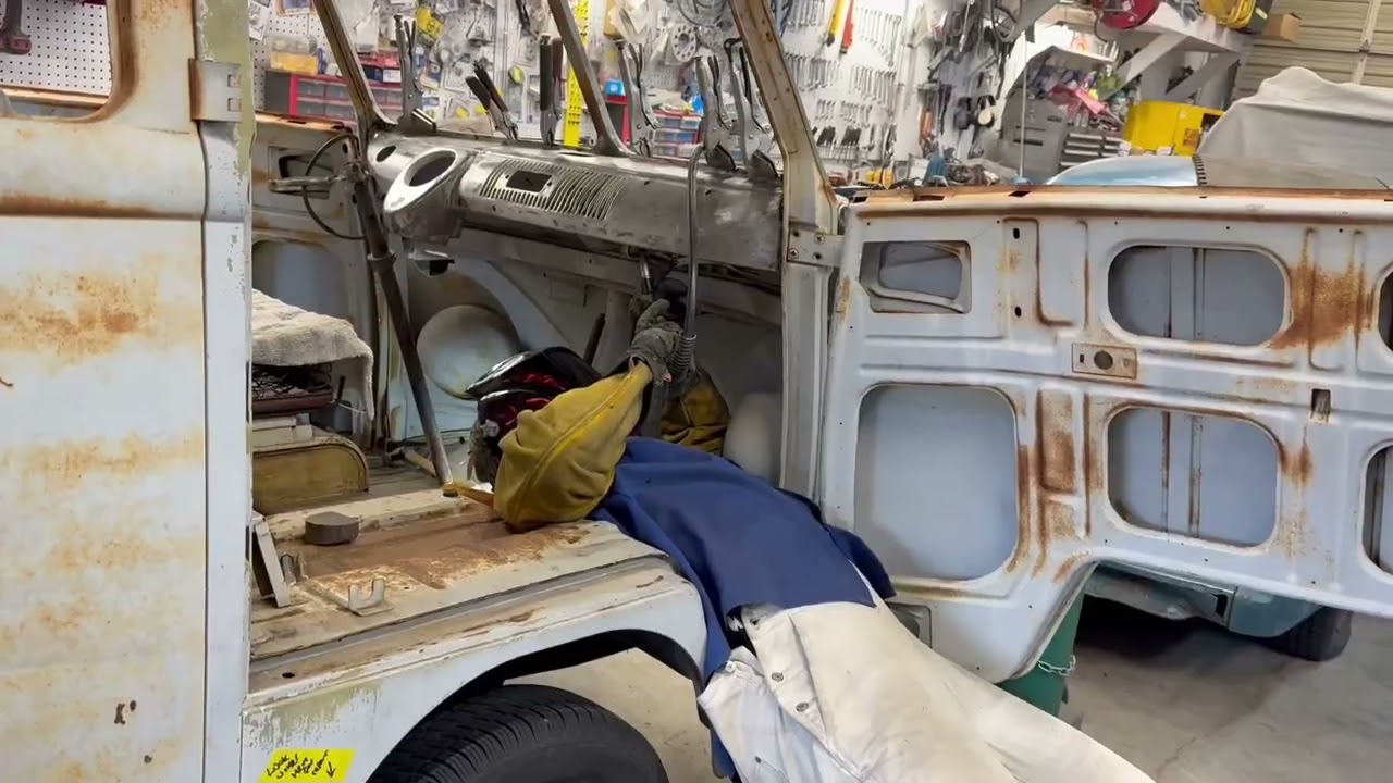64 VW Double Cab restoration, part 1.  New (used) dash install 