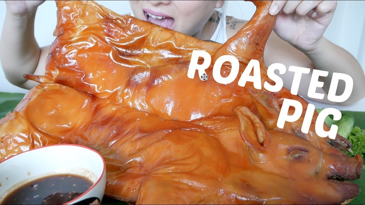 Whole ROASTED PIG * Savage | ASMR NO Talking Eating Sounds | N.E Let's Eat
