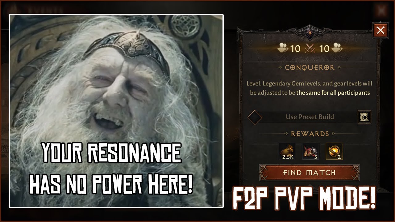 Diablo Immortal Conquerer PVP! Free 2 Play PVP Mode!