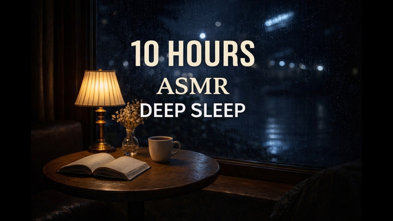 10 HOURS Rain on Cafe Window at Night ☕🌧️ Deep Sleep & Insomnia Relief