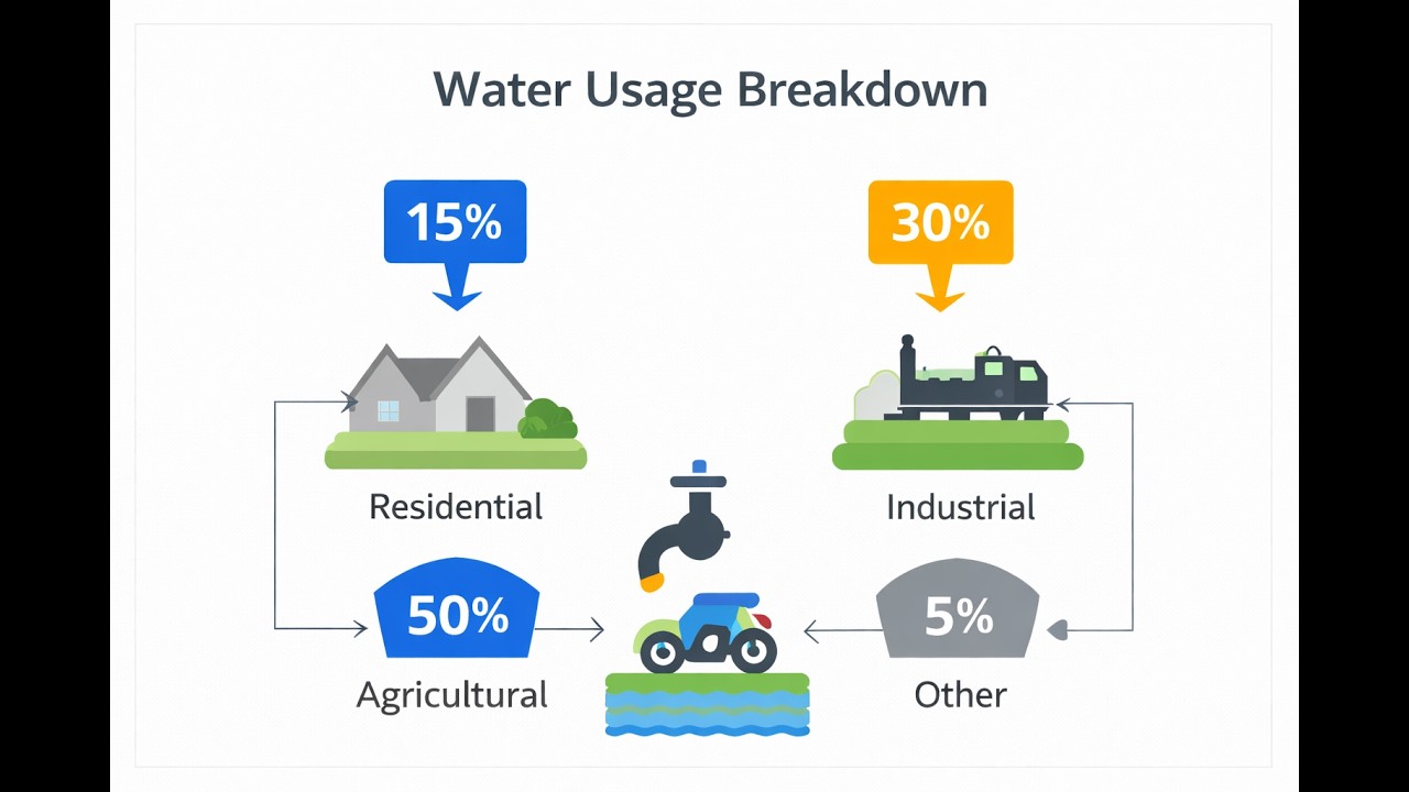 PTE Describe Image: Water Usage Breakdown (Clear & Fluent Strategy)