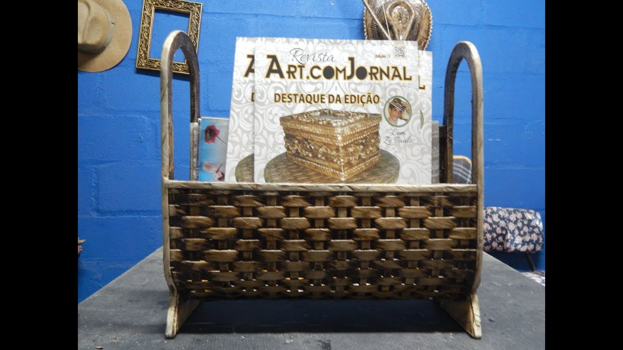 como fazer revisteiro com canudos de jornal-Zé Paulo- 43