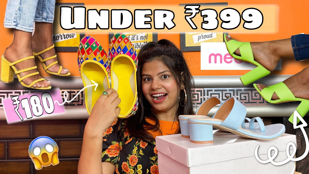 CHEAPEST under *Rs 399*Meesho Footwear Haul | Heels Starting Rs180, Flipflop, jutti & more😱