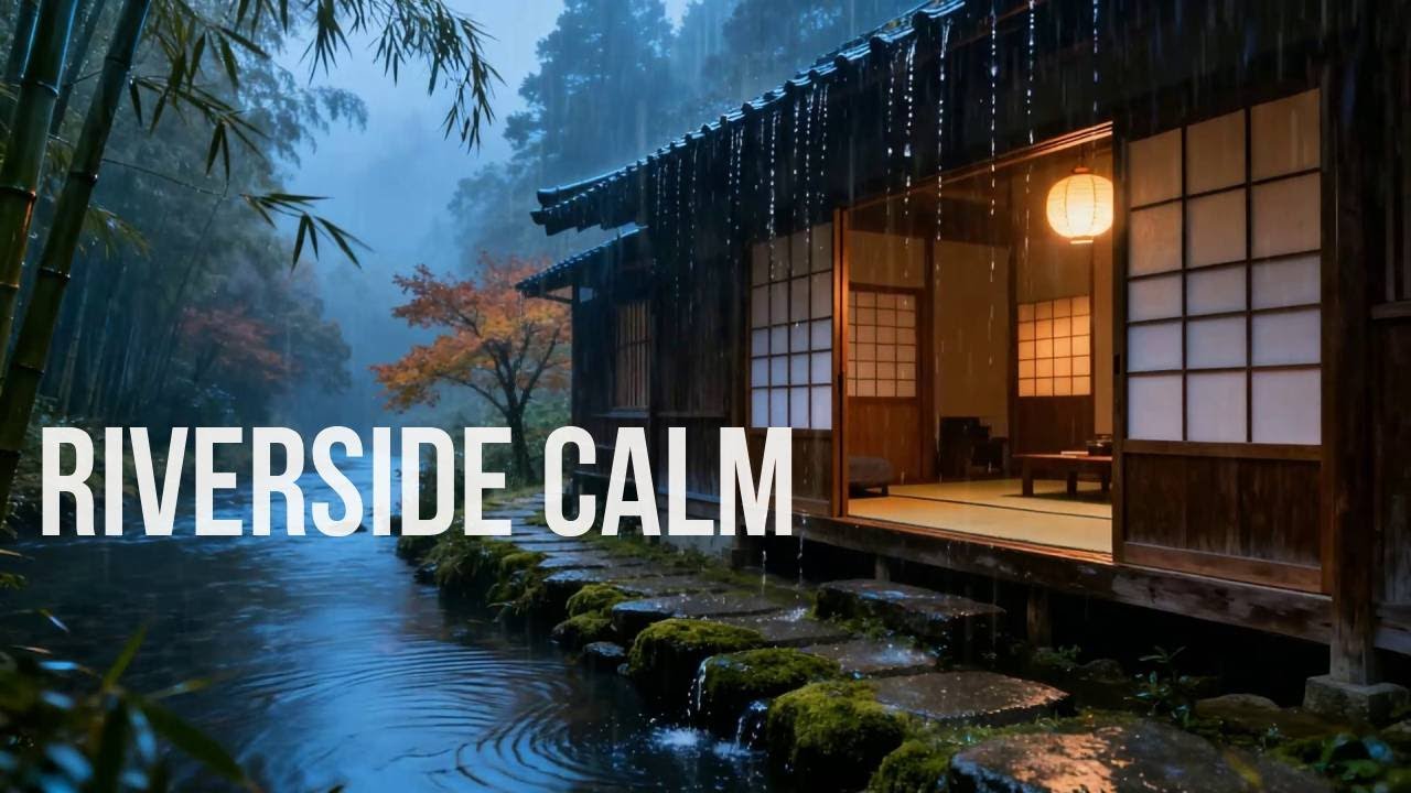 🔴 Deeply Comforting Riverside Rain Sounds at Traditional Hut to Calm Your Anxious Mind 🌫️