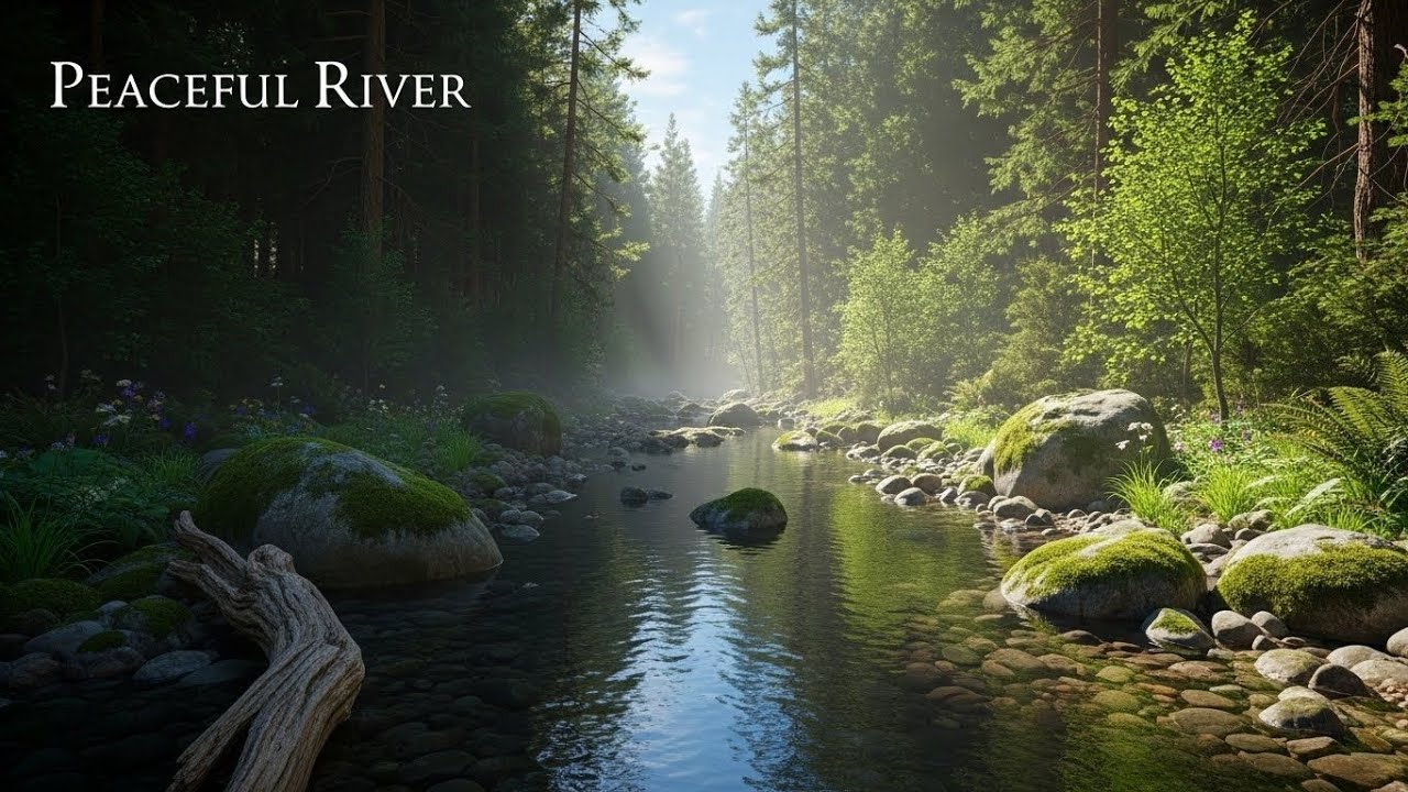 Gentle River in Forest 🌿🌊 Calm Nature Ambience for Meditation and Relaxation #2111