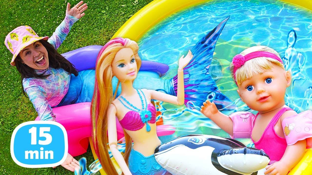 Baby Born se convierte en sirena. Vídeos de muñecas Barbie para niñas