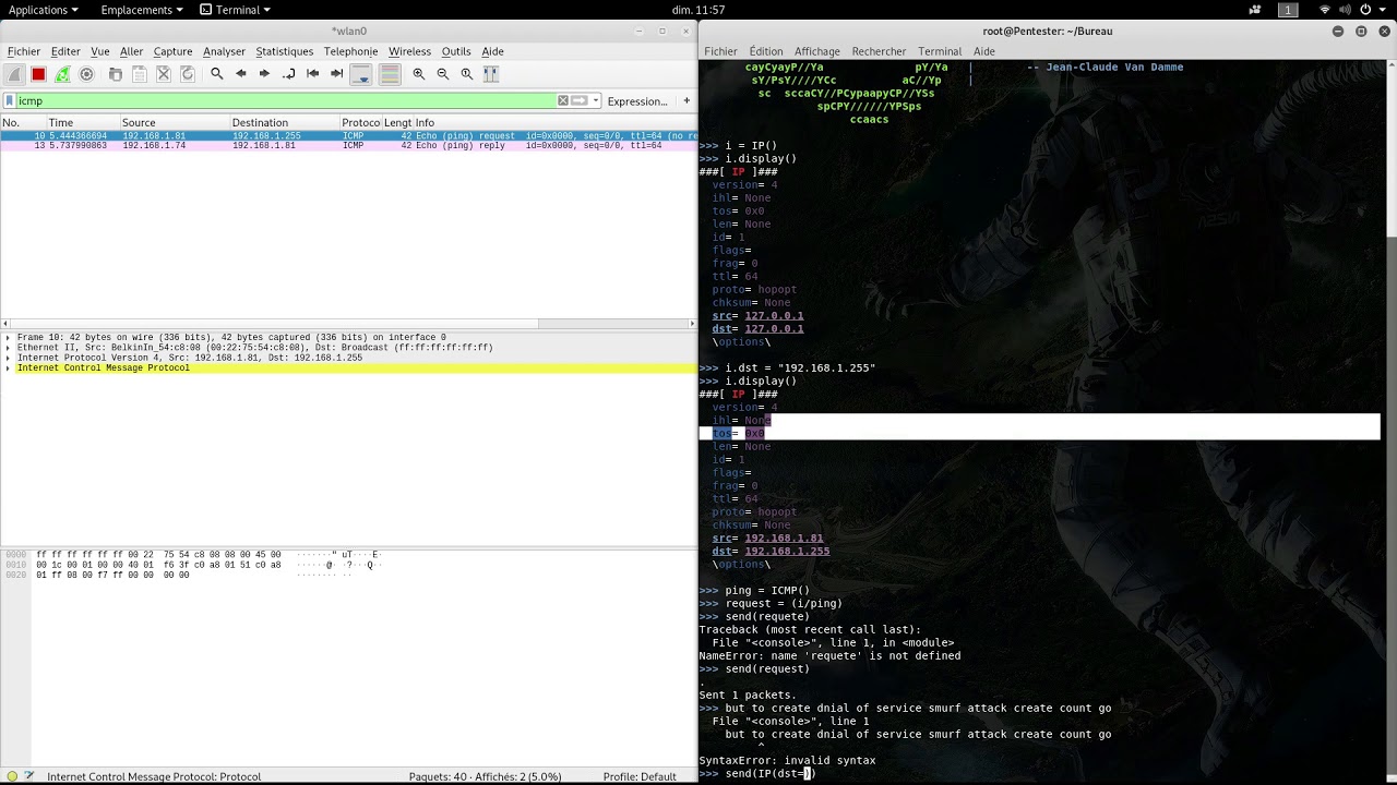 Attack Denial of service (DOS) type Smurf