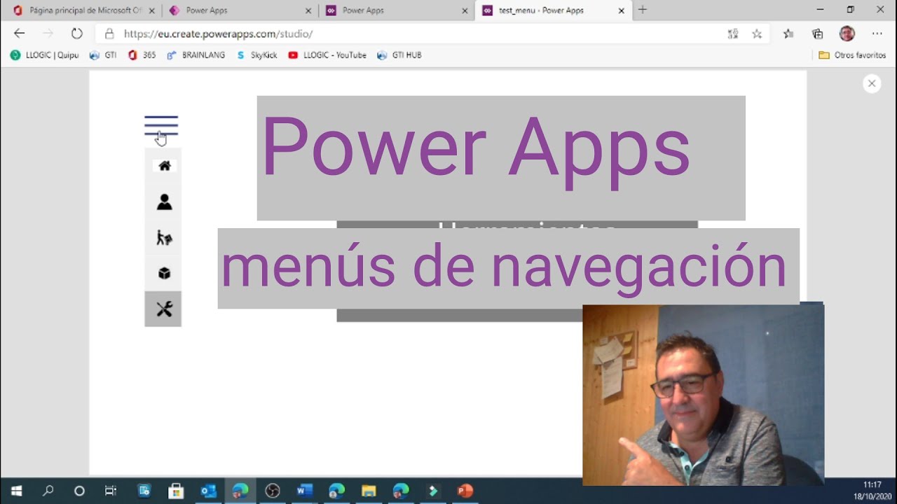 PowerApps menú de navegación
