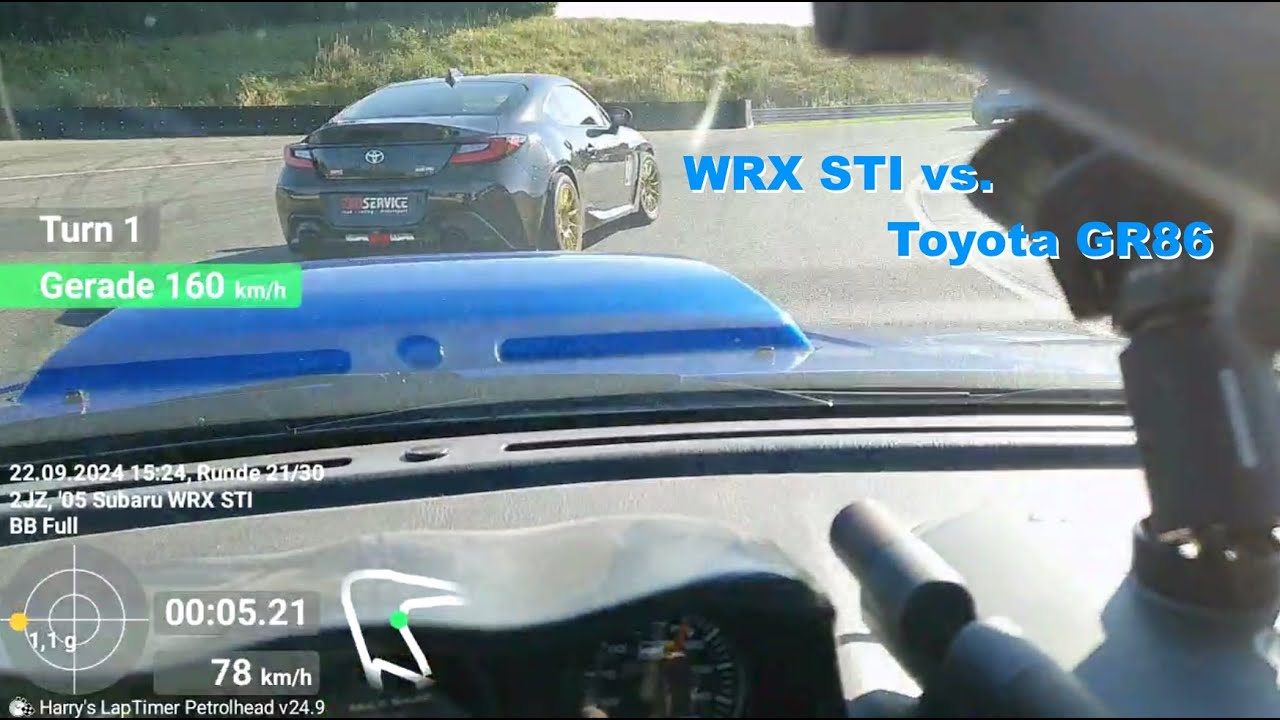 Ke-P Subaru WRX STI vs. EvoService GR86 warmup lap Bilster Berg Polybauer Trackday 22.09.24