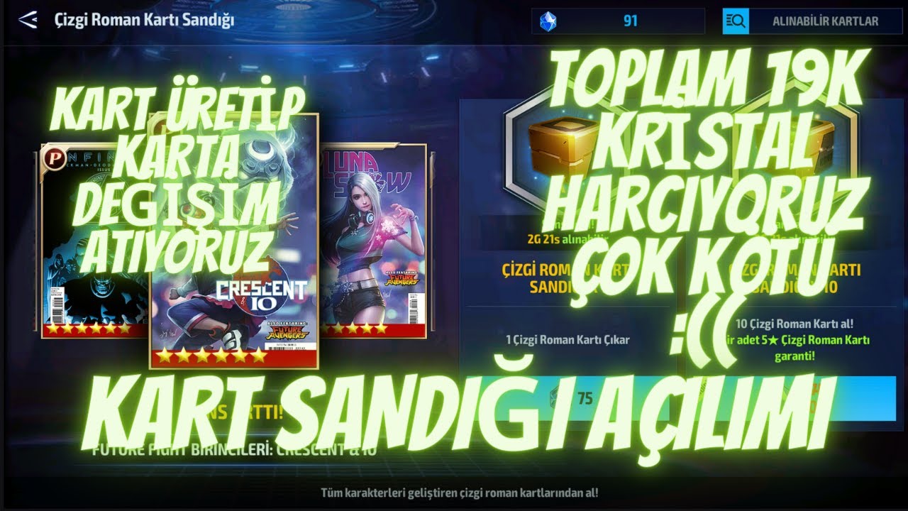 19K Kristal Harcıyoruz | Hiç Bir Şey Alamadık | Kart Sandığı Açılımı | Marvel Future Fight