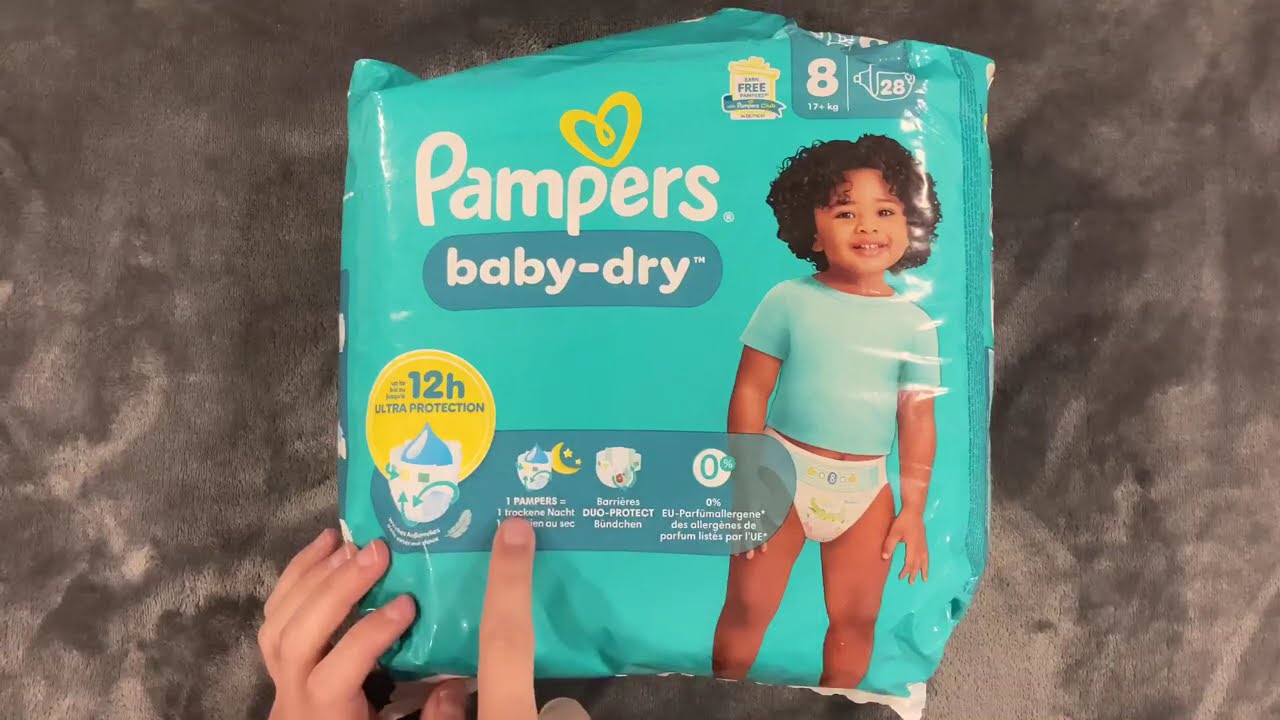 Pampers Baby-Dry talla 8, el pañal más grande en Europa.