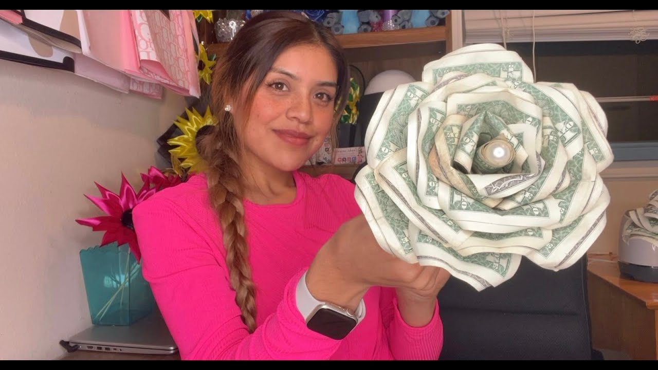 Rosa armada con billetes paso a paso