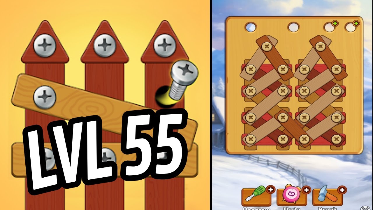 🏅 WOOD SCREW: NUTS AND BOLTS 🤪 Level 55 🧩 Gameplay Walkthrough