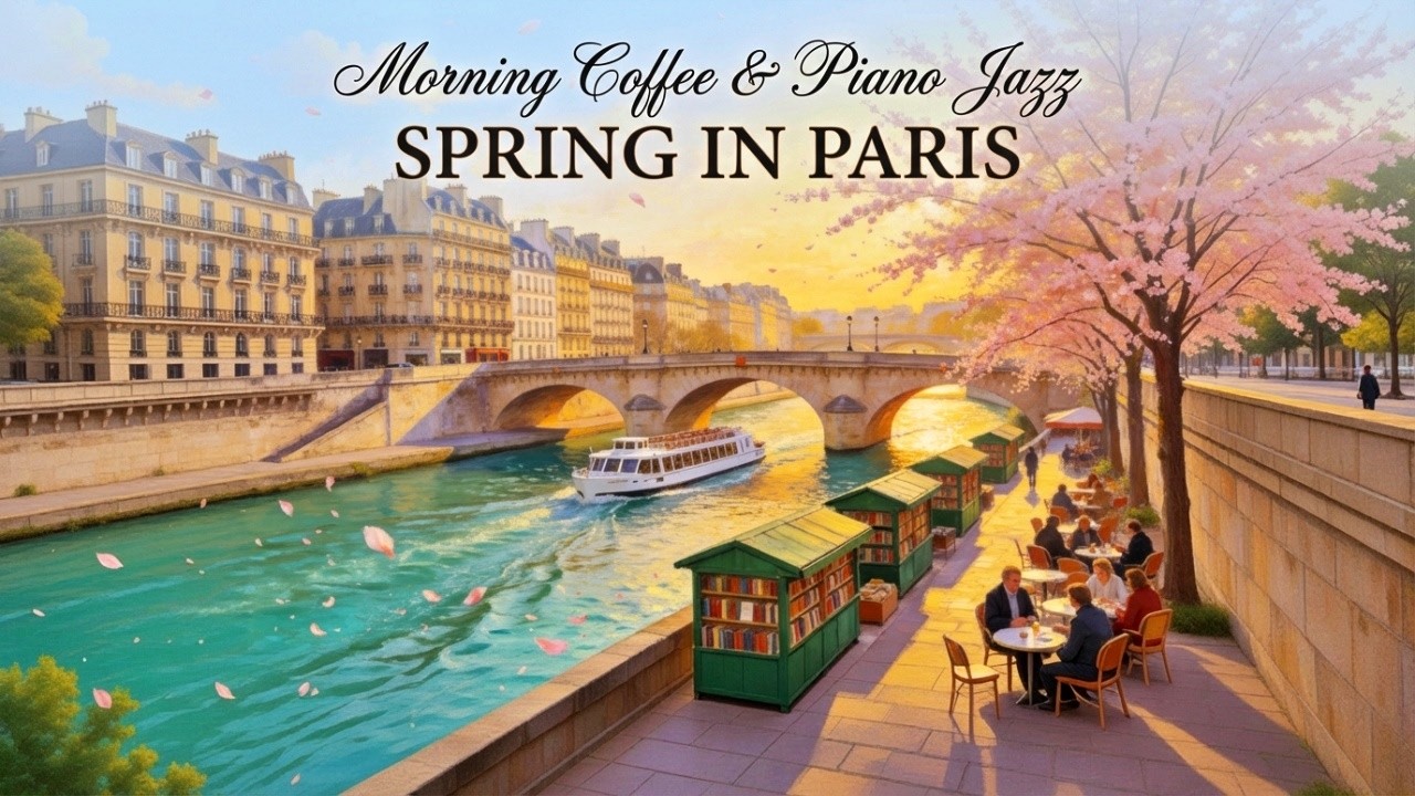 SPRING IN PARIS 🌸 Relaxing Instrumental Music — Morning Coffee Playlist | Cherry Blossom Ambience