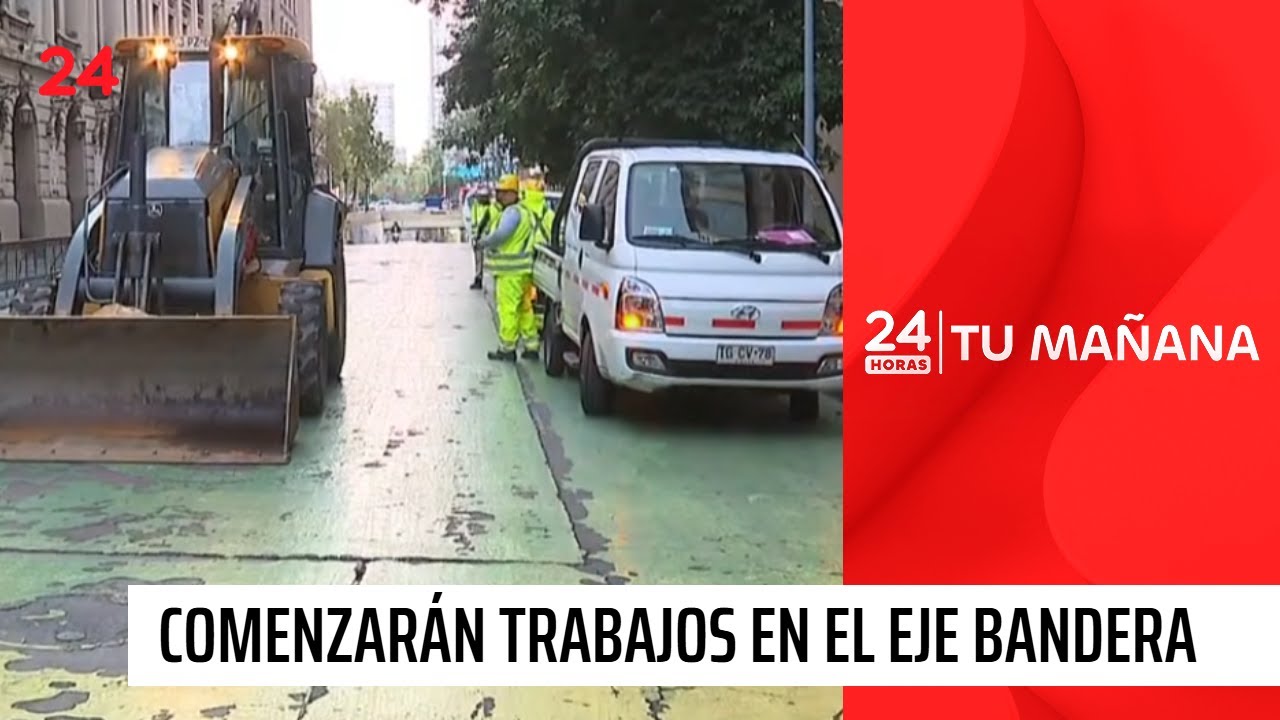 Comienzan trabajos en el eje Bandera para habilitar vía para buses RED | 24 Horas TVN Chile