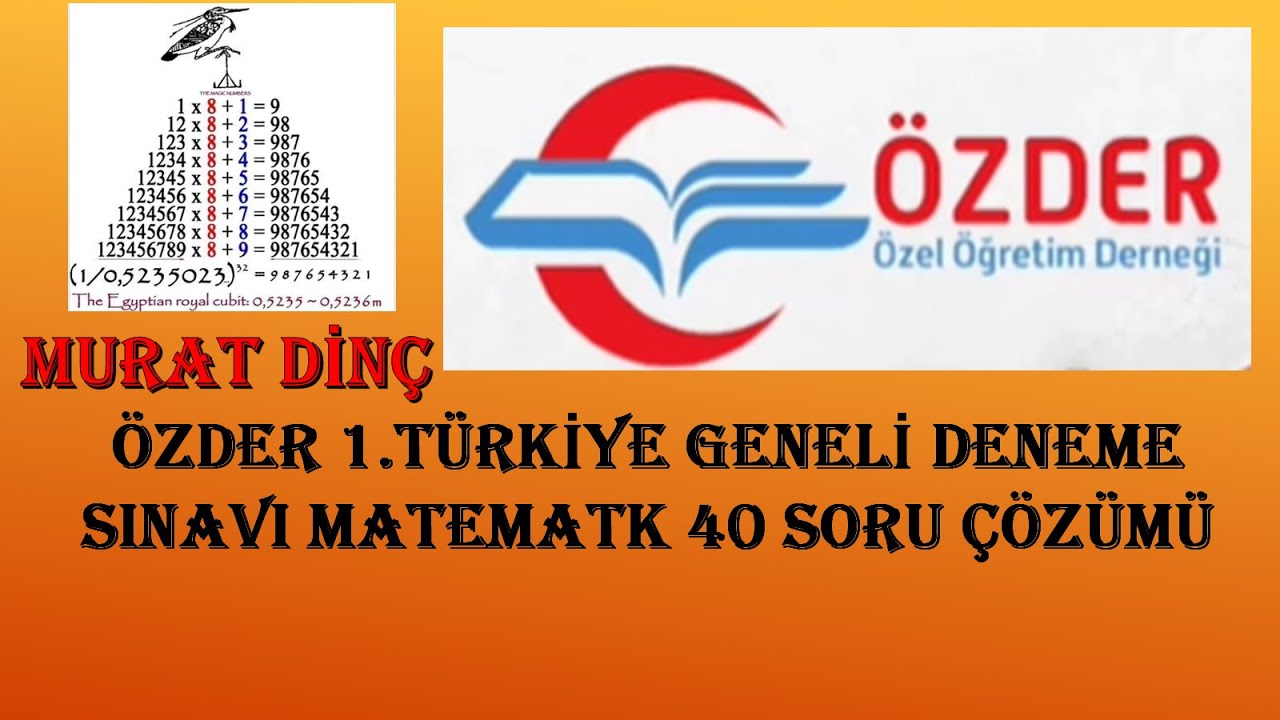 &Ouml;ZDER 1.T&Uuml;RKİYE GENELİ TYT DENEME SINAVI MATEMATİK 40 SORU &Ccedil;&Ouml;Z&Uuml;M&Uuml;