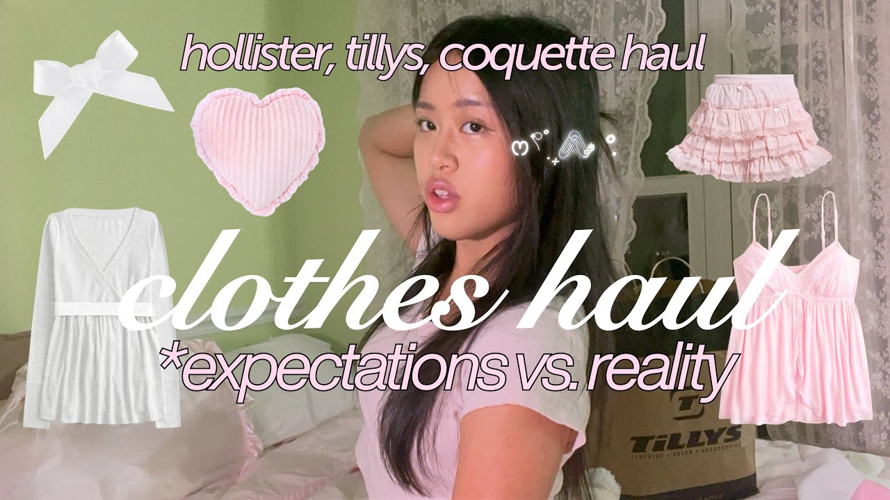 ˚⊹ᰔ HUGE $250 school clothes haul: hollister try-on, coquette basics