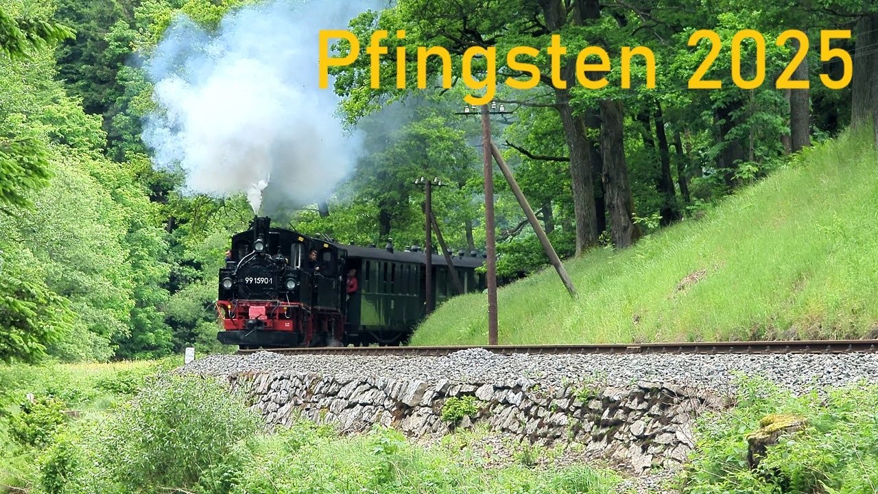 Drei Dampfzüge im Einsatz auf der Preßnitztalbahn (Pfingsten 2025) #IVK #Preßnitztalbahn